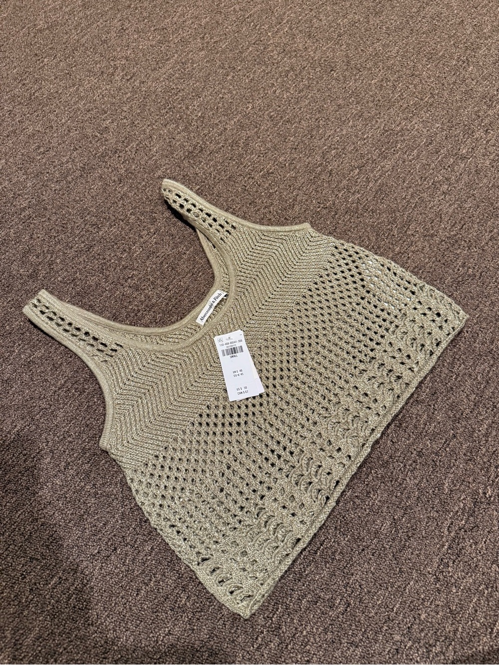 Abercrombie & Fitch Crochet Knit Tank - Sage